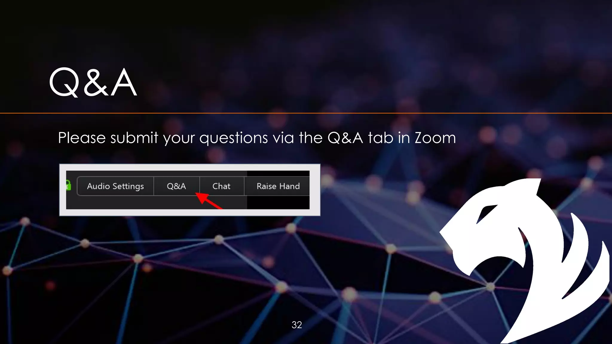Q&A Please submit your questions via the Q&A tab in Zoom 32 