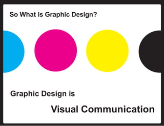 So What is Graphic Design?
Graphic Design is
Visual Communication
 