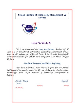 Graphical password minor report | PDF