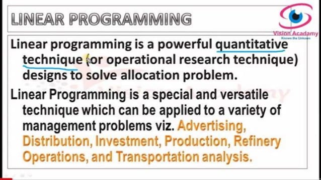 Linear programming basics and background | PPT