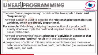 Linear programming basics and background 