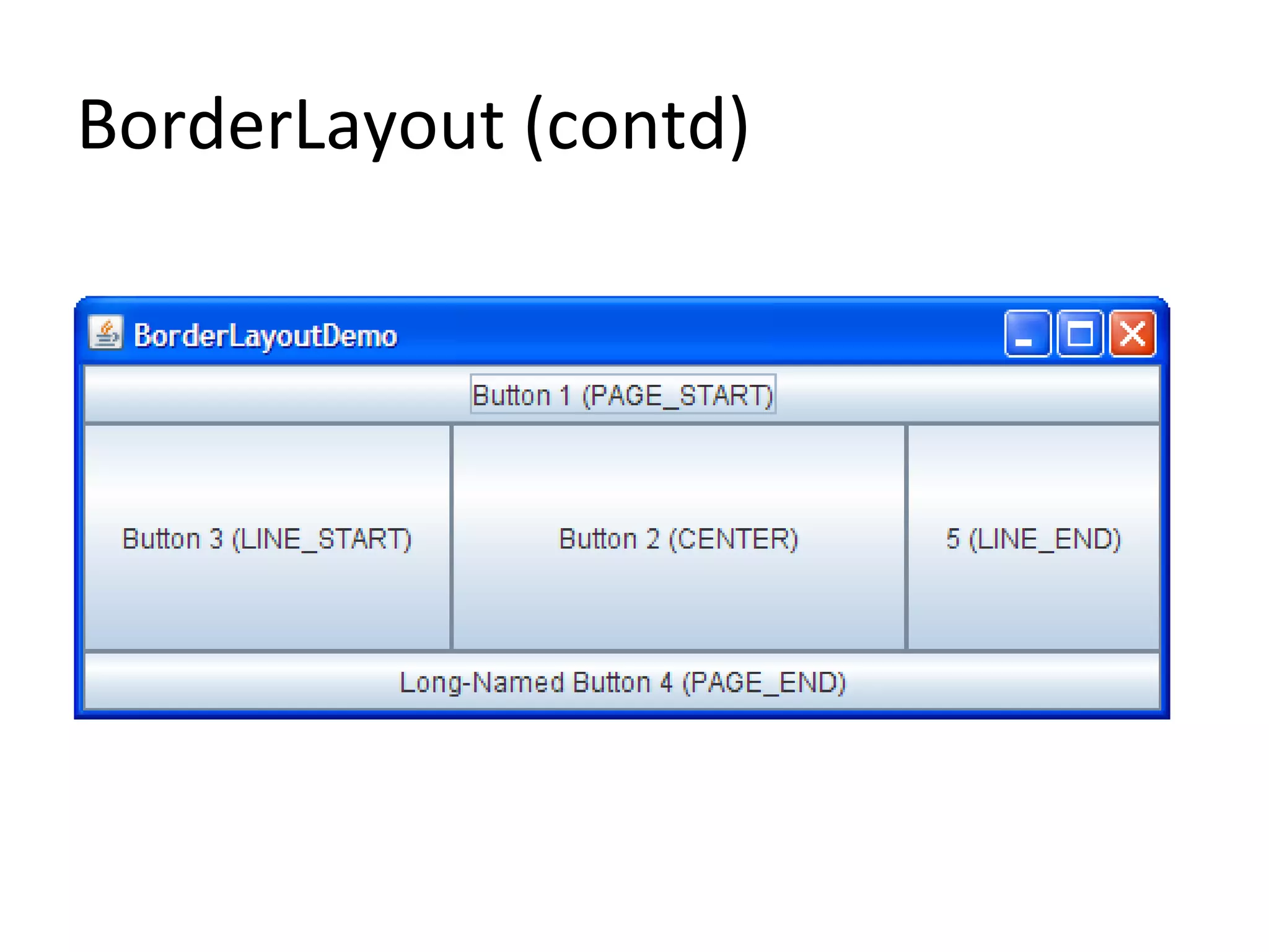 BorderLayout (contd)
 
