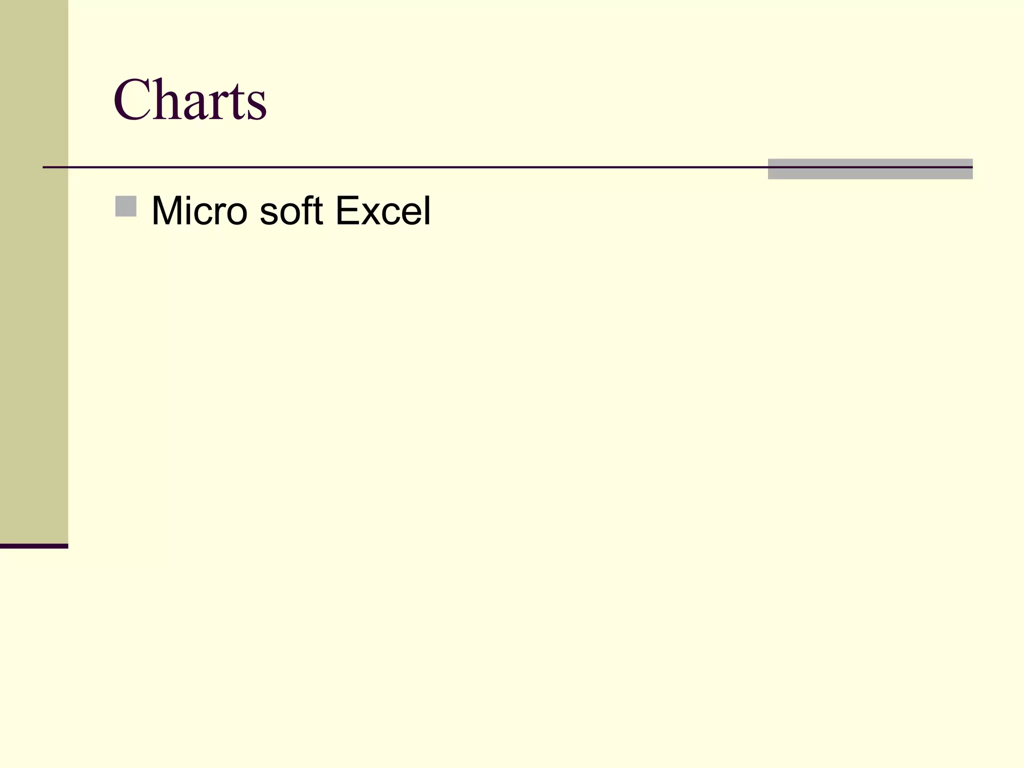 Charts 
 Micro soft Excel 
 