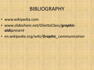 BIBLIOGRAPHY
• www.wikipedia.com
• www.slideshare.net/GhettoClass/graphic-
  aidspresent
• en.wikipedia.org/wiki/Graphic_c...