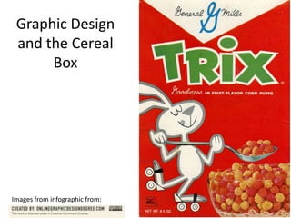 Graphic Design
and the Cereal
Box
Images from infographic from:
 