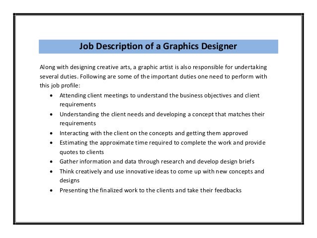 Job description graphic designer resume