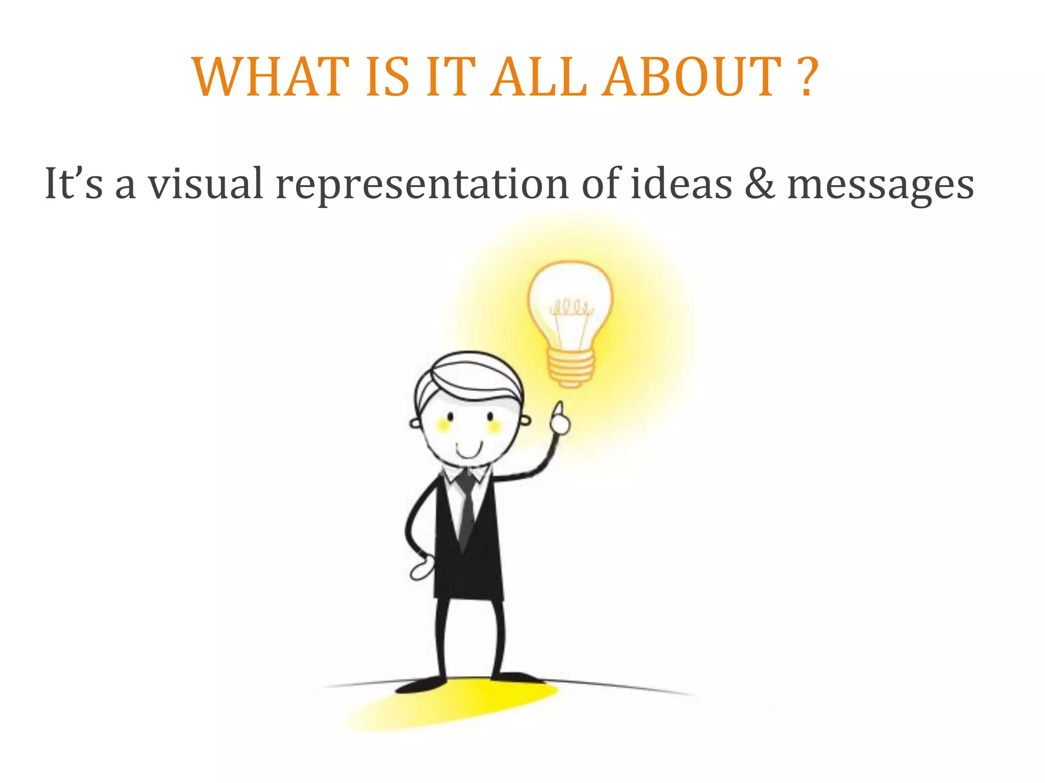 WHAT IS IT ALL ABOUT ?
It’s a visual representation of ideas & messages
 