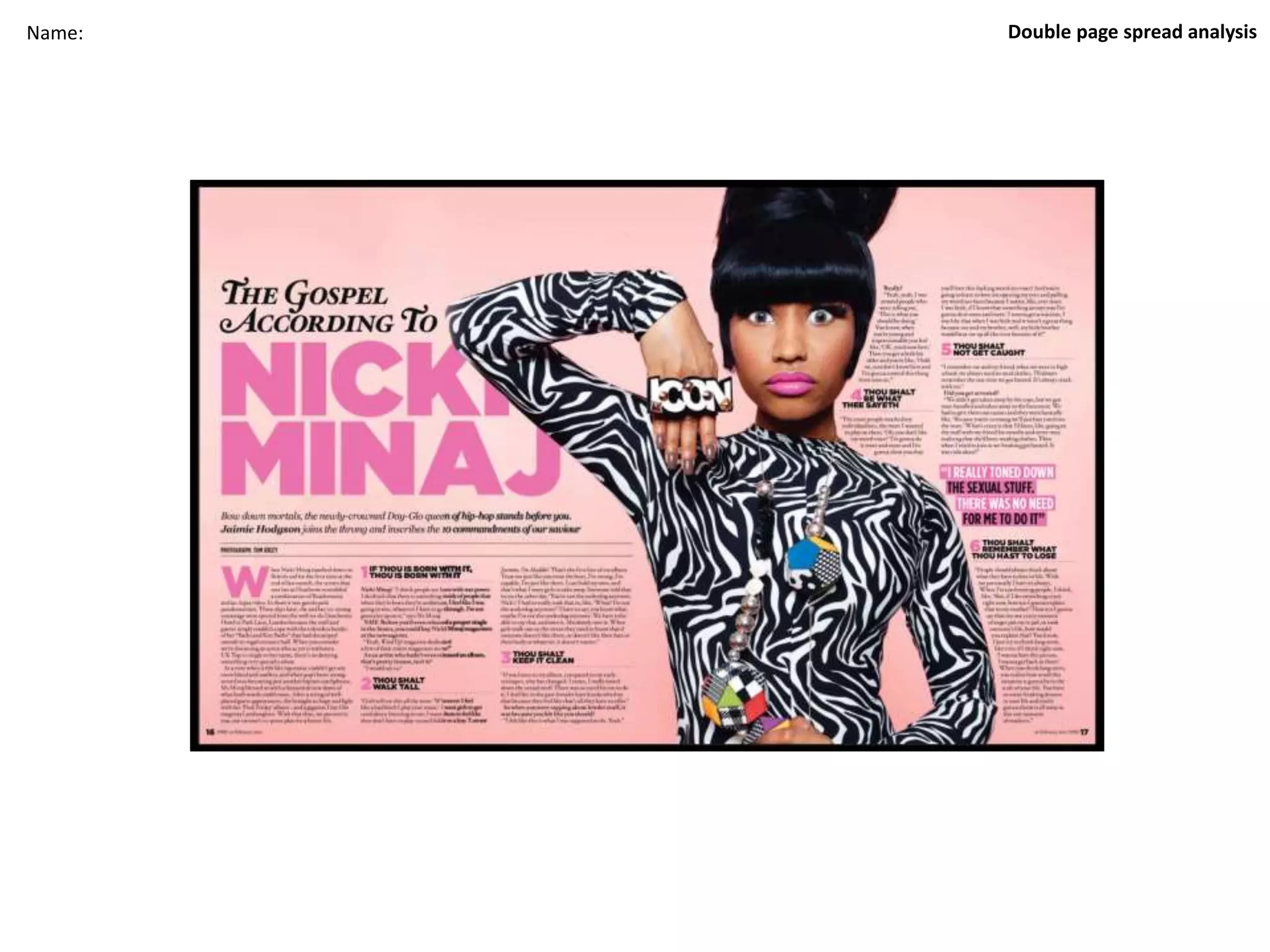 Graphic media language magazine double page spread analysis | PPTX ...