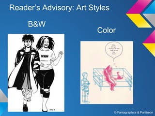 Reader’s Advisory: Art Styles
B&W

Color

© Fantagraphics & Pantheon

 