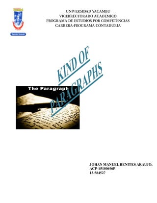 UNIVERSIDAD YACAMBU
VICERRECTORADO ACADEMICO
PROGRAMA DE ESTUDIOS POR COMPETENCIAS
CARRERA-PROGRAMA CONTADURIA
JOHAN MANUEL BENITES ARAUJO.
ACP-15100696P
13.584527
 