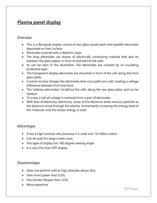 Display types (LED, LCD, Plasma, Plotter, Virtual Reality) | PDF