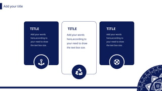 Add your title
TITLE
Add your words
here,according to
your need to draw
the text box size.
TITLE
Add your words
here,according to
your need to draw
the text box size.
TITLE
Add your words
here,according to
your need to draw
the text box size.
 