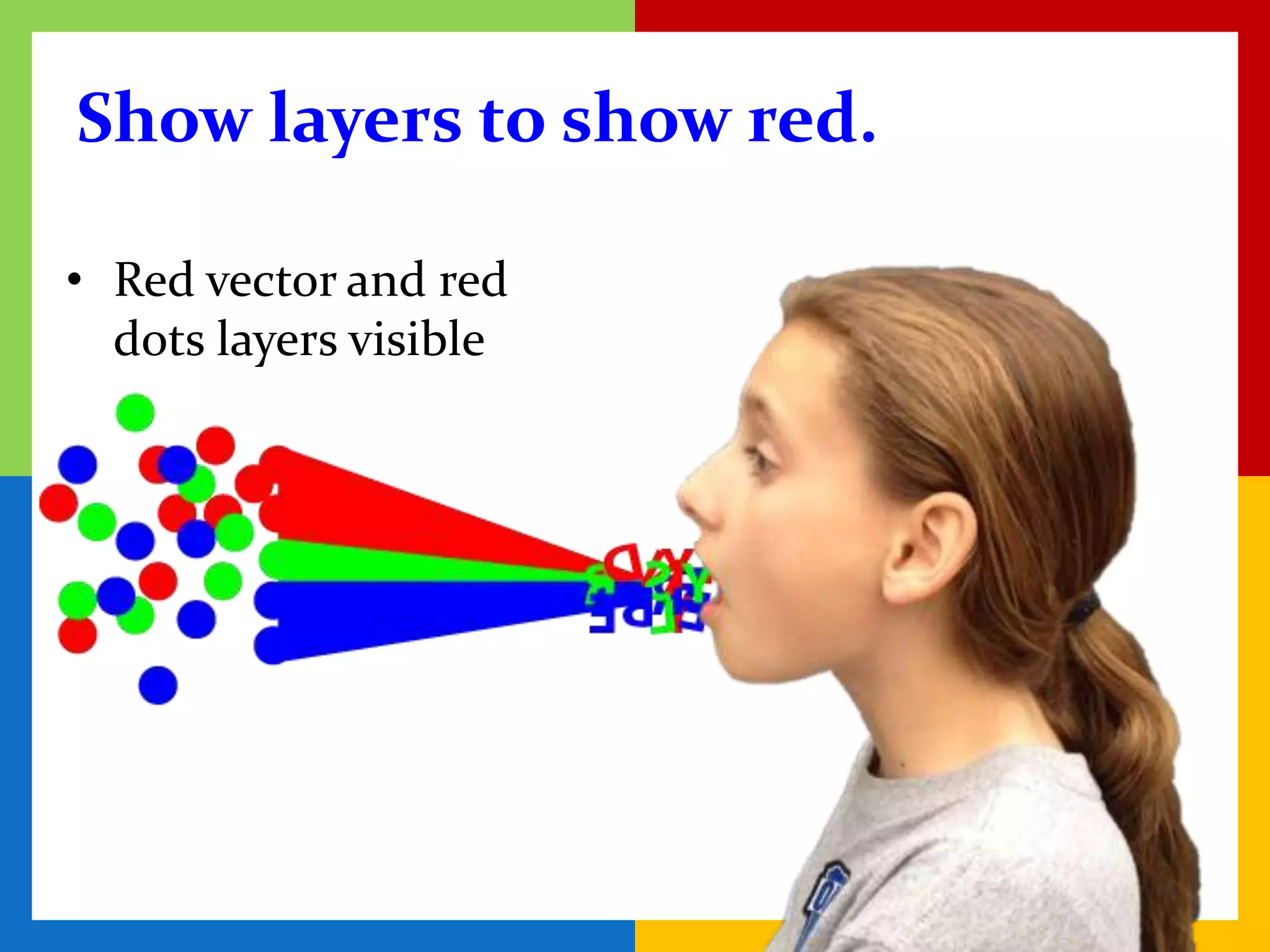 Show layers to show red.

• Red vector and red
  dots layers visible
 