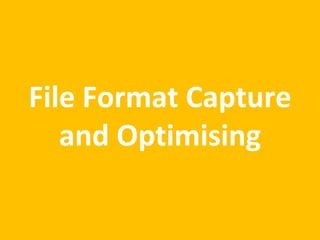 File Format Capture
and Optimising
 