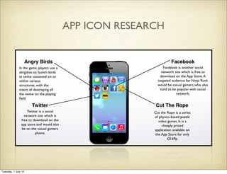 APP ICON RESEARCH
Tuesday, 1 July 14
 