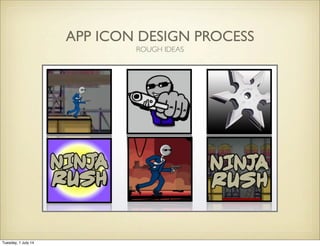 APP ICON DESIGN PROCESS
ROUGH IDEAS
Tuesday, 1 July 14
 