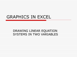 GRAPHICS IN EXCEL DRAWING LINEAR EQUATION SYSTEMS IN TWO VARIABLES 