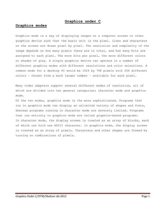C Graphics Functions | PDF | Graphics Software | Computer Software and ...