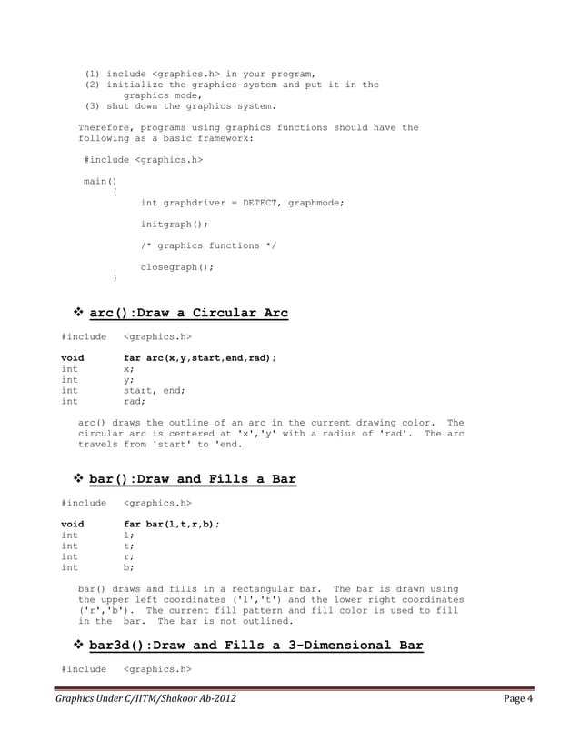 C Graphics Functions | PDF | Graphics Software | Computer Software and ...