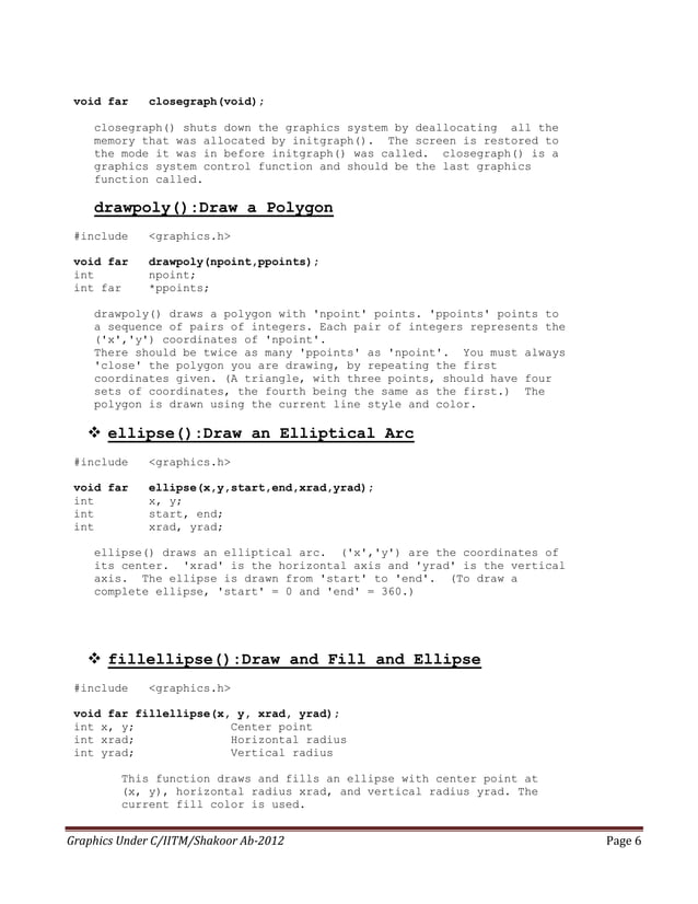 C Graphics Functions | PDF | Graphics Software | Computer Software and ...
