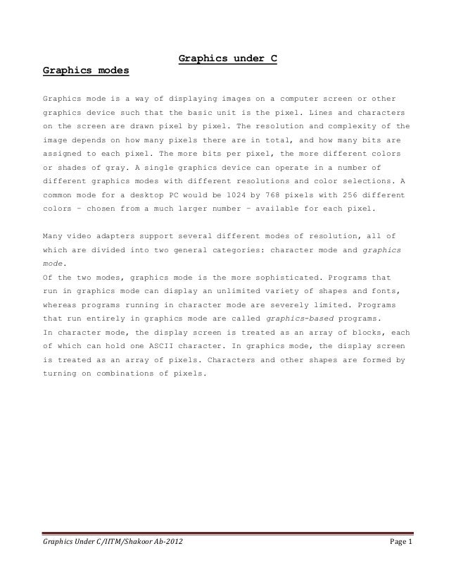 Functions of graphics.h