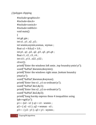 Graphics point clipping c program | DOCX