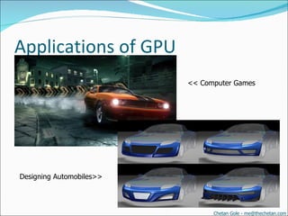 Applications of GPU << Computer Games Designing Automobiles>> Chetan Gole - me@thechetan.com 