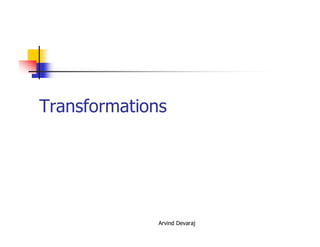 Arvind Devaraj
Transformations
 