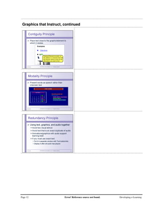 Page 12 Error! Reference source not found. Developing e-Learning
Graphics that Instruct, continued