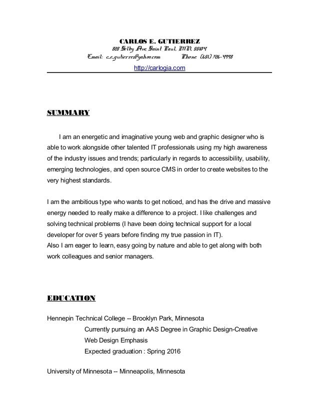 graphic web designer resume