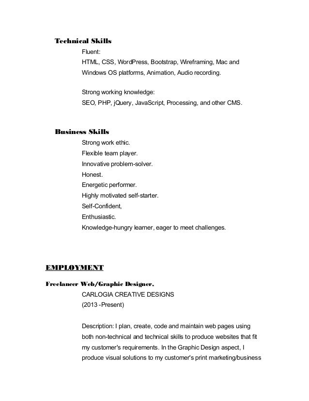 Graphic web designers resume