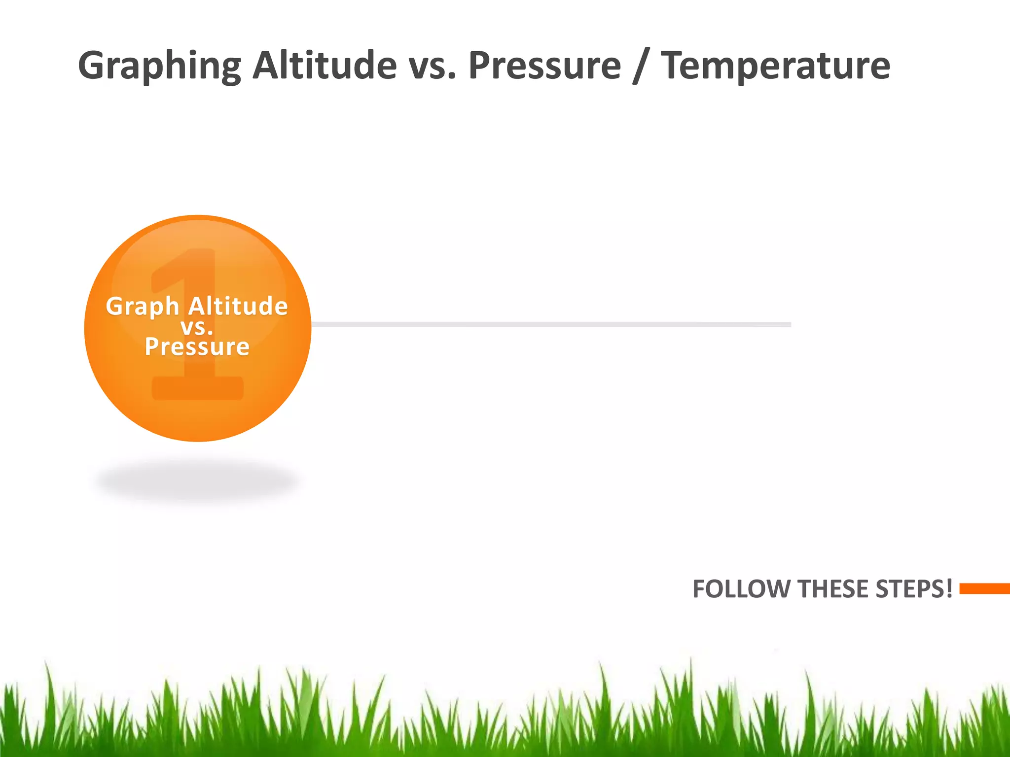 Graphing Altitude vs. Pressure / Temperature
FOLLOW THESE STEPS!
Graph Altitude
vs.
Pressure