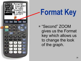 Format Key “ Second” ZOOM gives us the Format key which allows us to change the look of the graph. 
