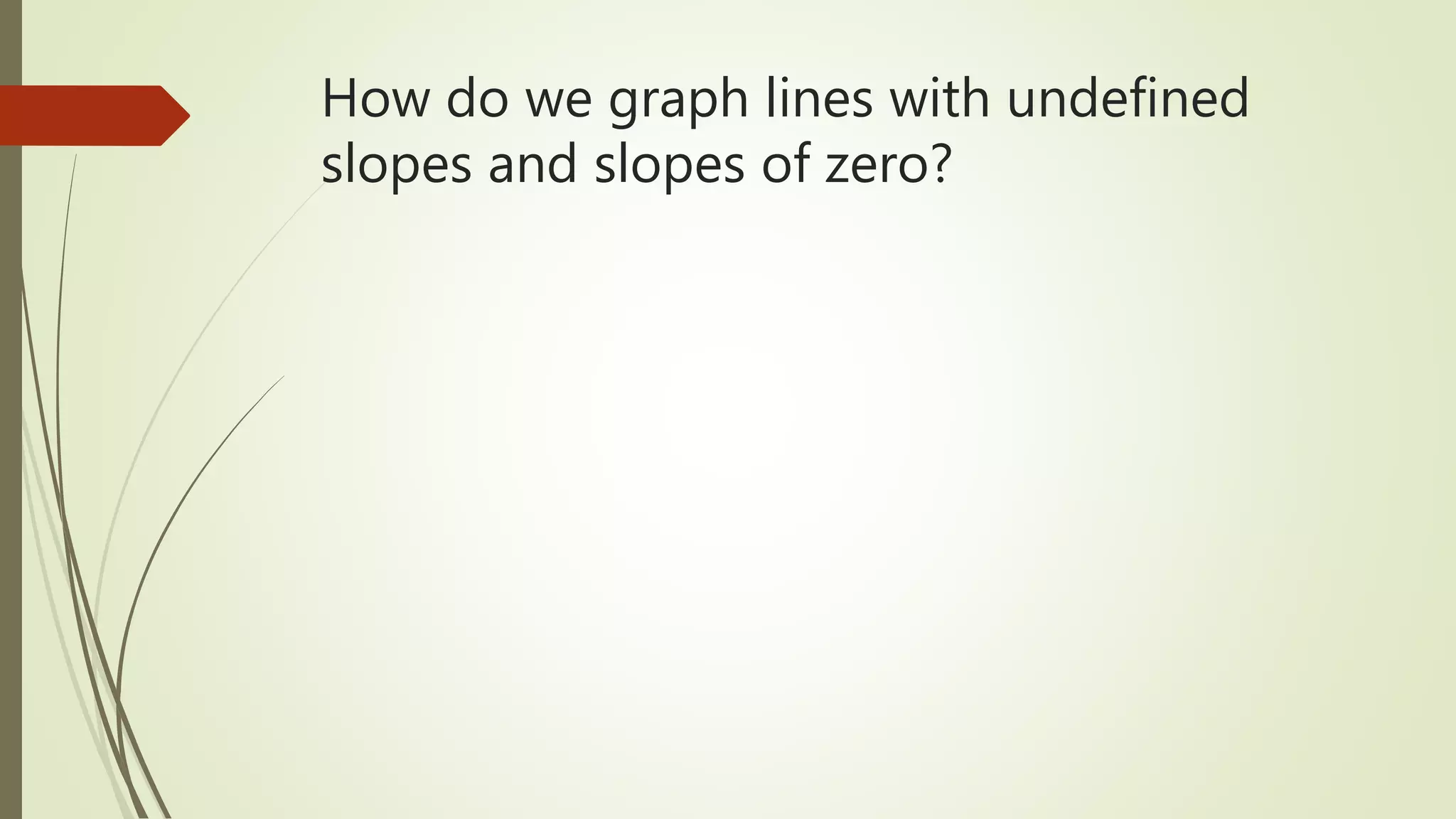 How do we graph lines with undefined
slopes and slopes of zero?
 