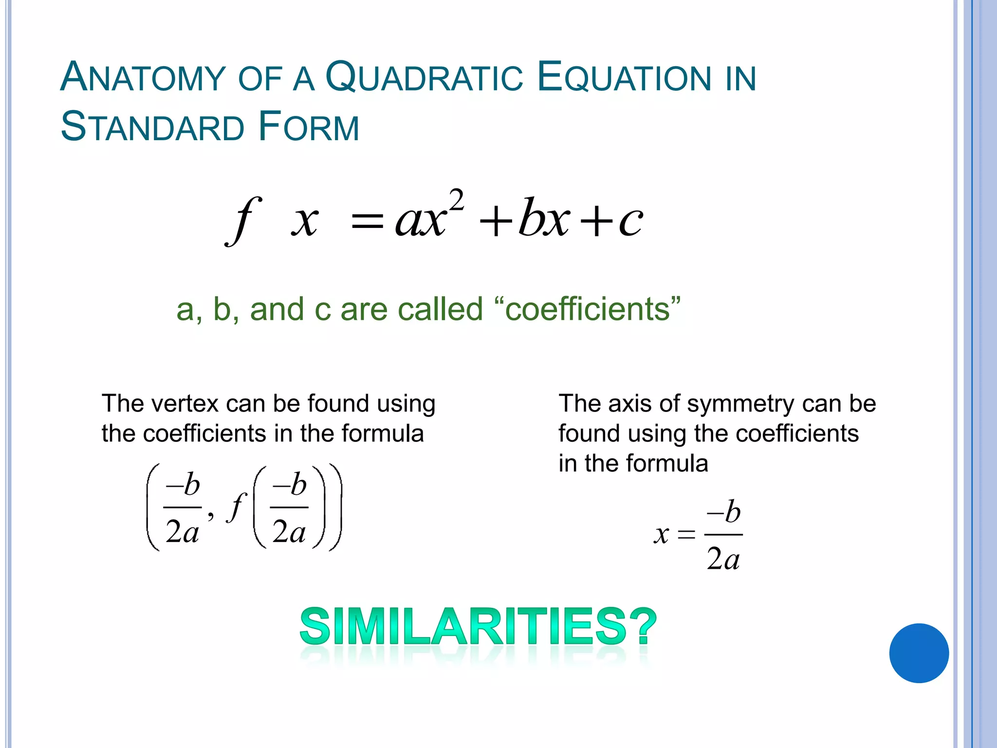 Graphing quadratic standard form | PPT