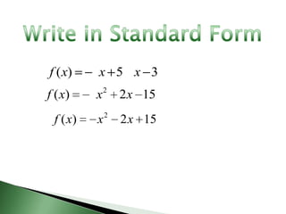 Write in Standard Form