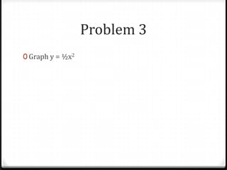 Problem 3
0 Graph y = ½x2
 