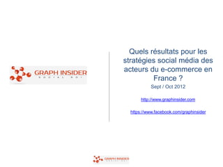 Quels résultats pour les
stratégies social média des
acteurs du e-commerce en
         France ?
            Sept / Oct 2012

       http://www.graphinsider.com

  https://www.facebook.com/graphinsider
 