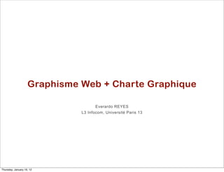 Graphisme Web + Charte Graphique

                                     Everardo REYES
                              L3 Infocom, Université Paris 13




Thursday, January 19, 12
 
