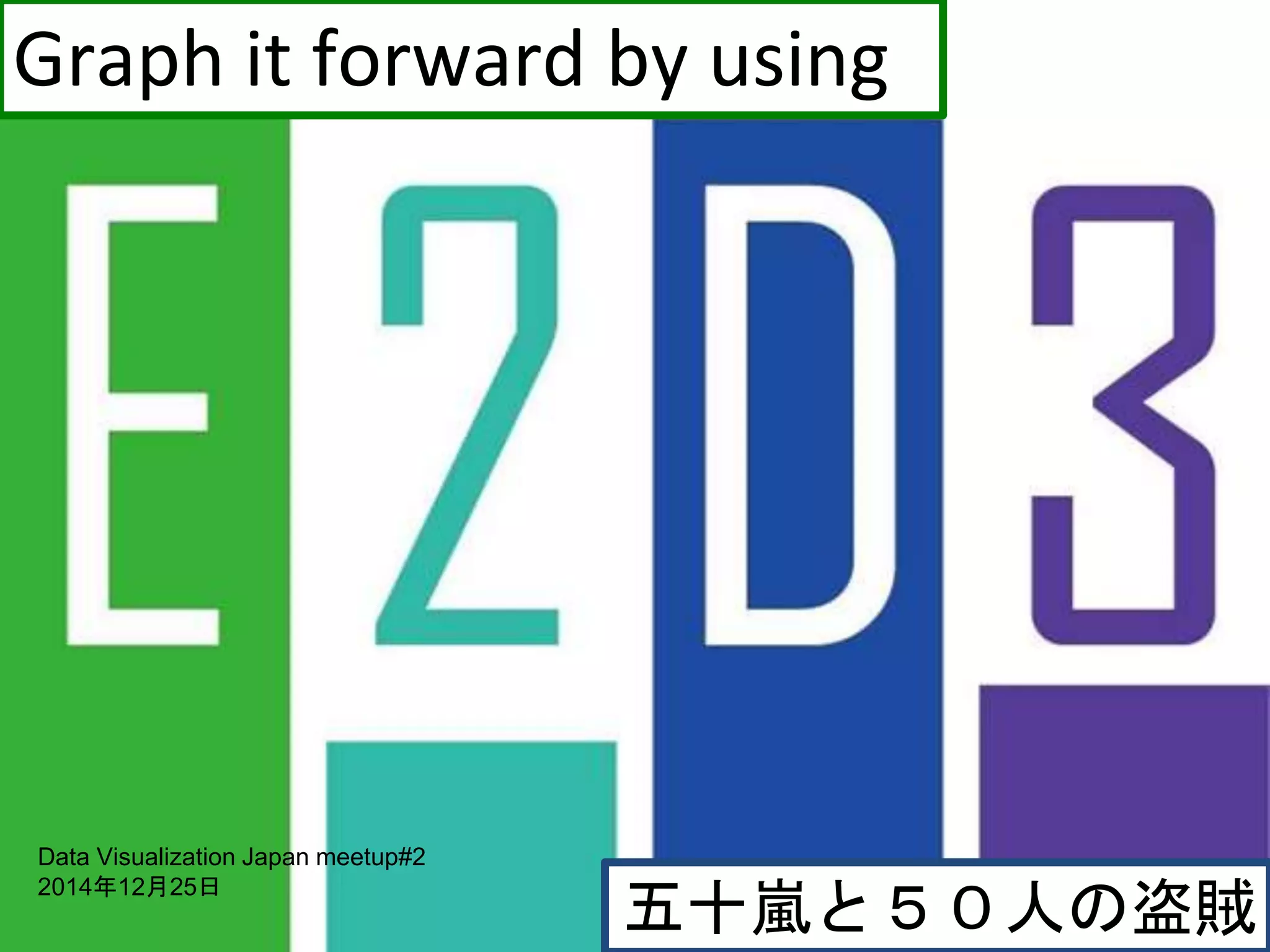 五十嵐と５０人の盗賊
Graph it forward by using
Data Visualization Japan meetup#2
2014年12月25日
 