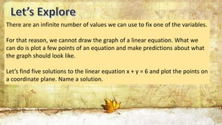 Graph of a linear equation in two variables | PPTX | Physics | Science