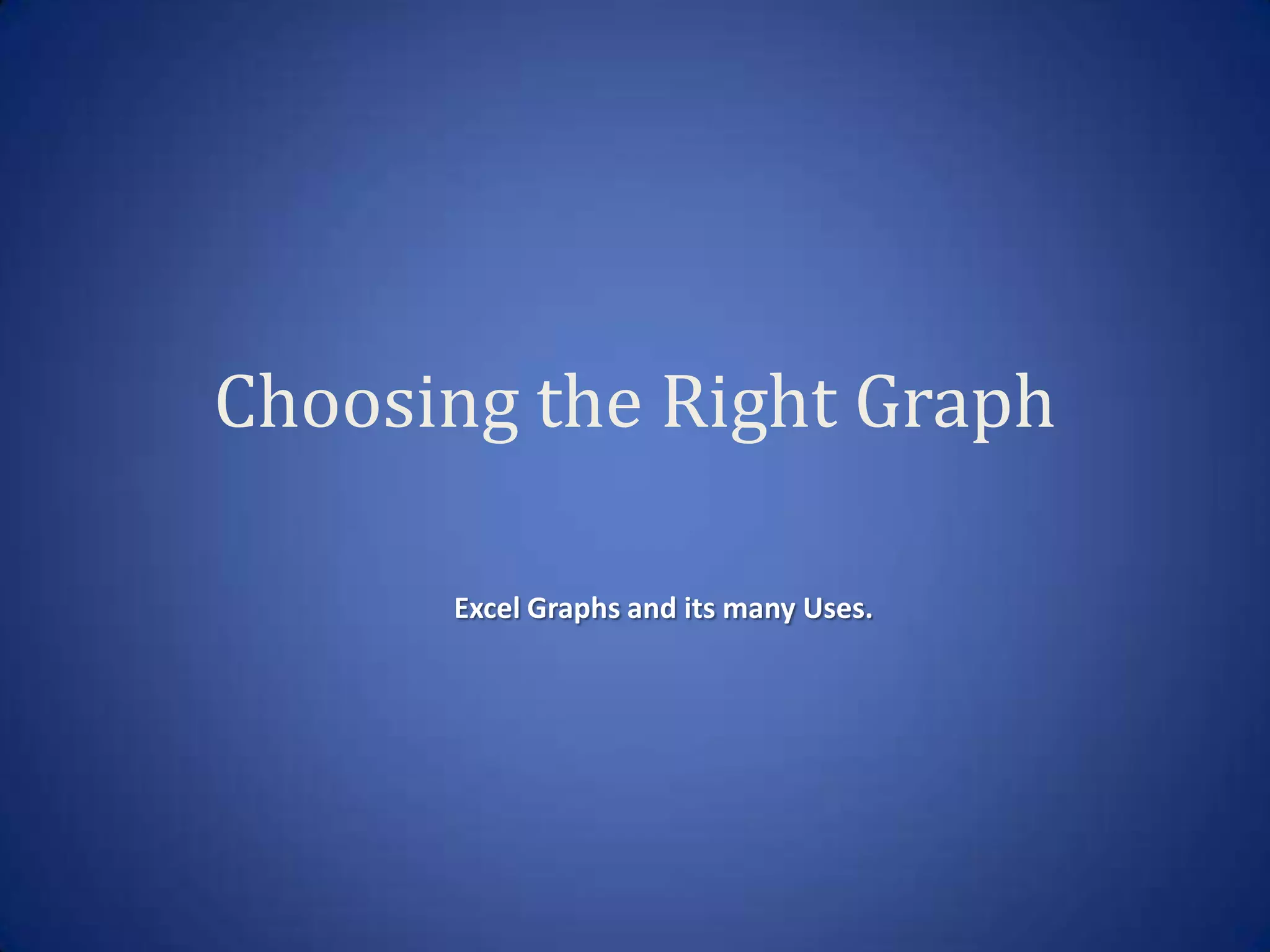 Choosing the Right Graph

      Excel Graphs and its many Uses.
 