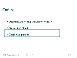Outline Question Answering and AnswerFinder Conceptual Graphs Graph Comparison 