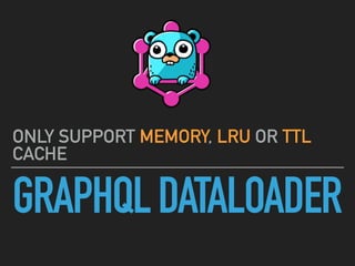 GRAPHQLDATALOADER
ONLY SUPPORT MEMORY, LRU OR TTL
CACHE
 