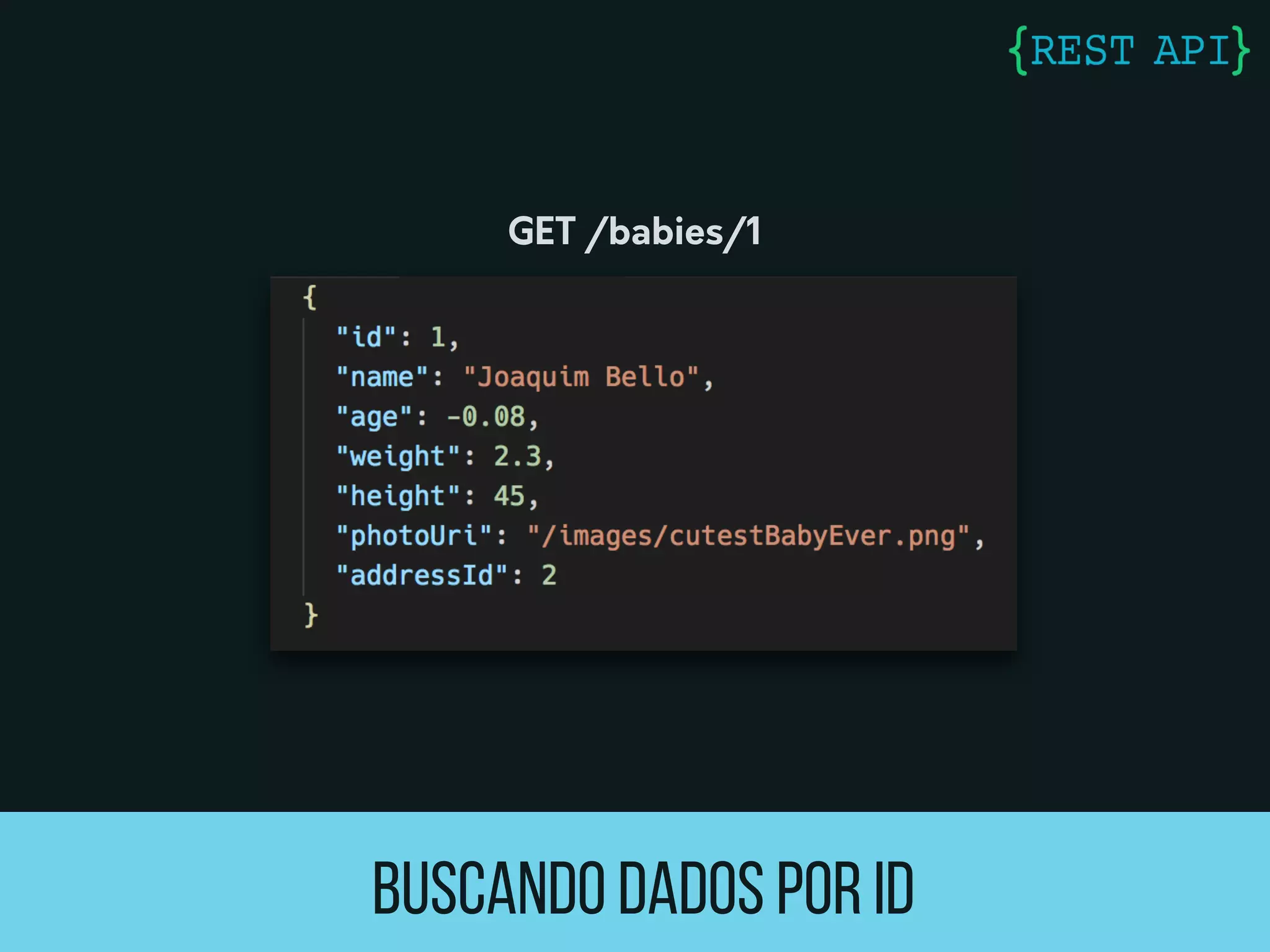 Buscando dados por ID
GET /babies/1
 