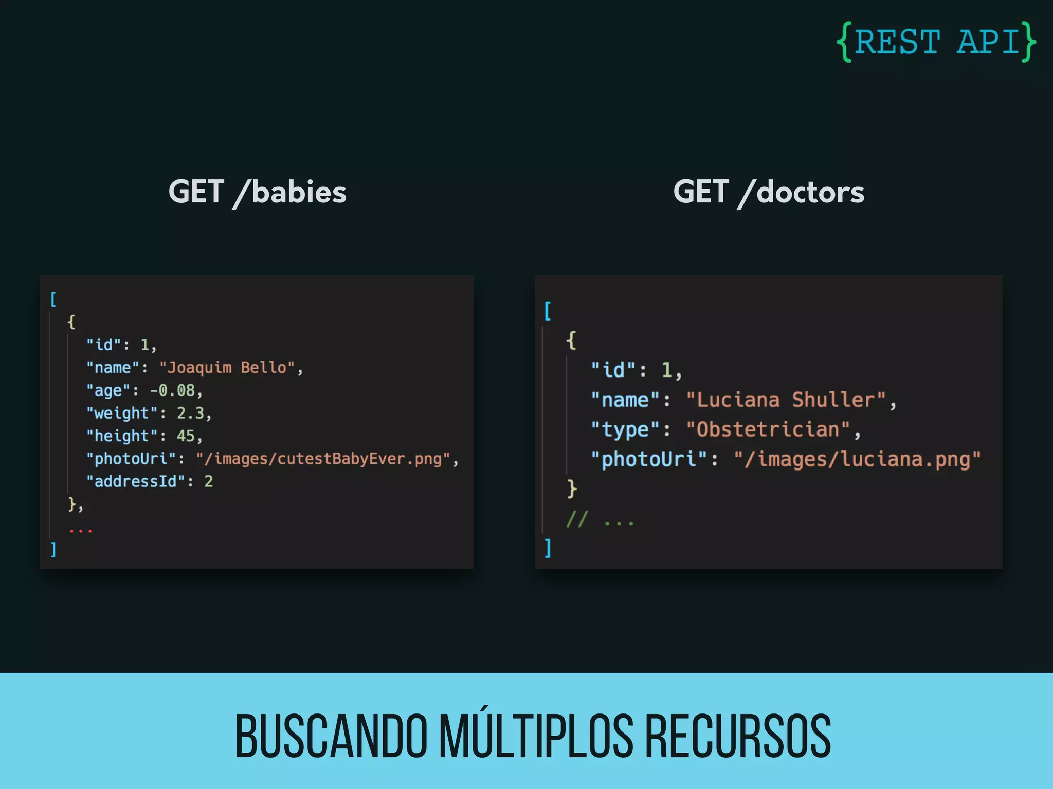 Buscando múltiplos recursos
GET /babies GET /doctors
 