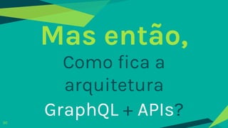 Mas então,
Como fica a
arquitetura
GraphQL + APIs?30
 