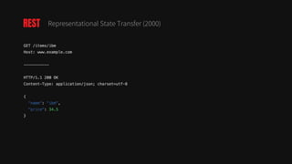 REST Representational State Transfer (2000)
 