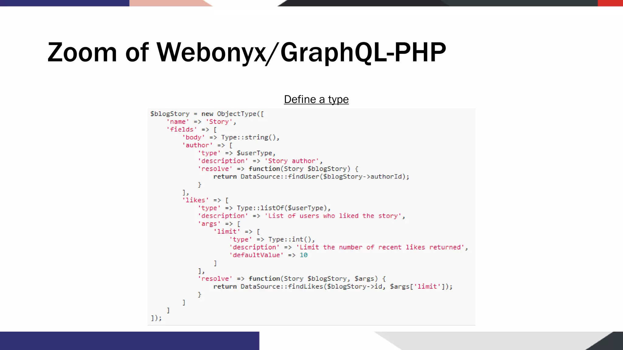 Zoom of Webonyx/GraphQL-PHP Define a type 
