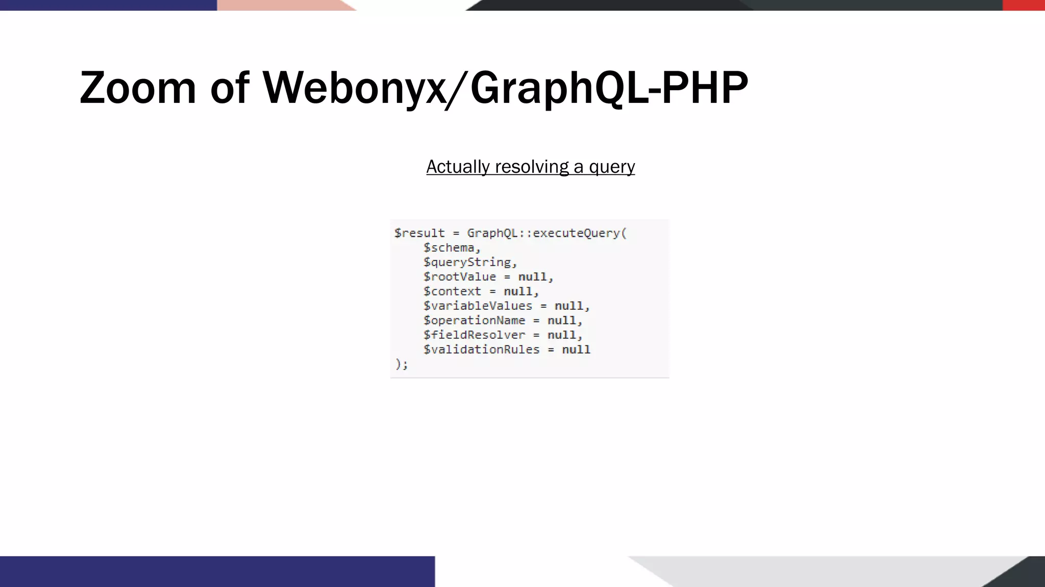 Zoom of Webonyx/GraphQL-PHP Actually resolving a query 